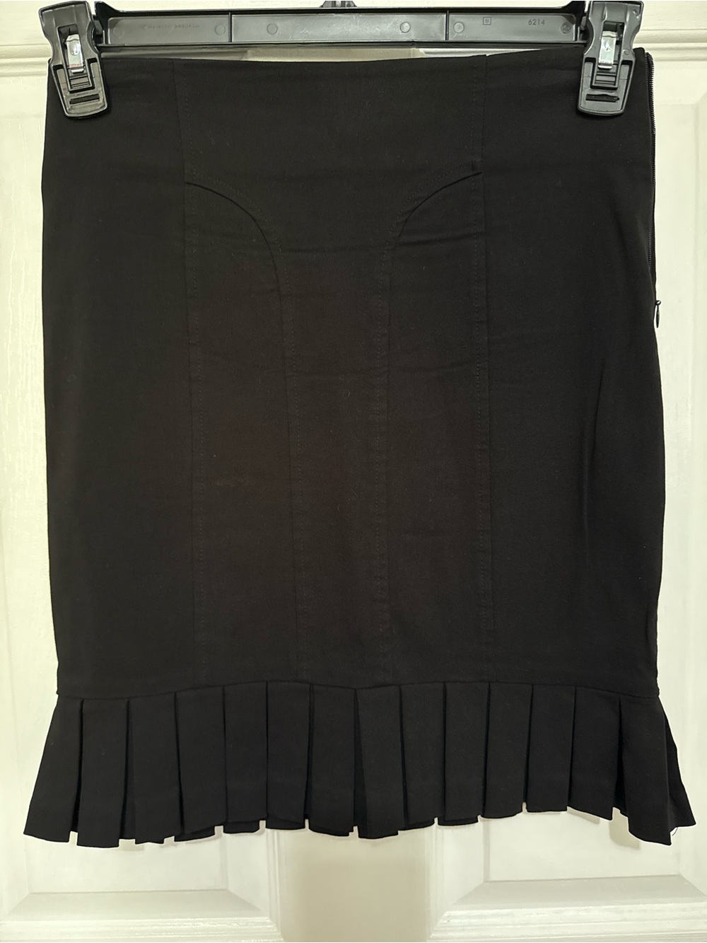 grass collection Black Pencil Skirt with Pleated Hem